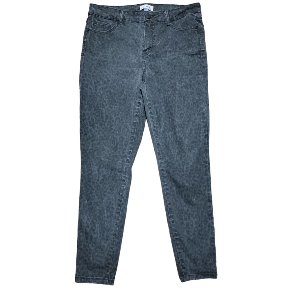Womens Grey Jolt Leopard Print Skinny Denim Jeans